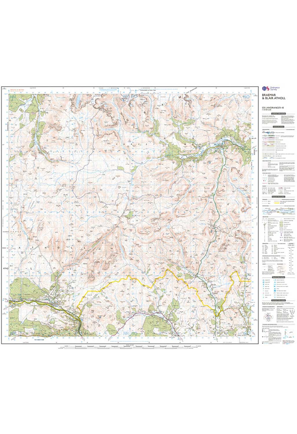 Ordnance Survey Braemar & Blair Atholl - Landranger 43 Map