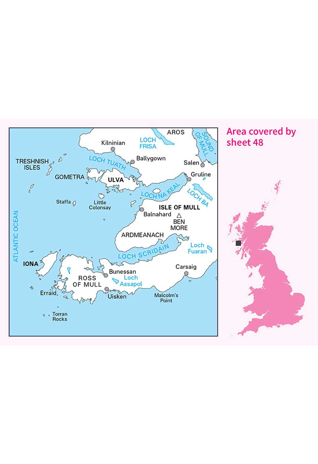 Ordnance Survey Iona & West Mull, Ulva - Landranger 48 Map