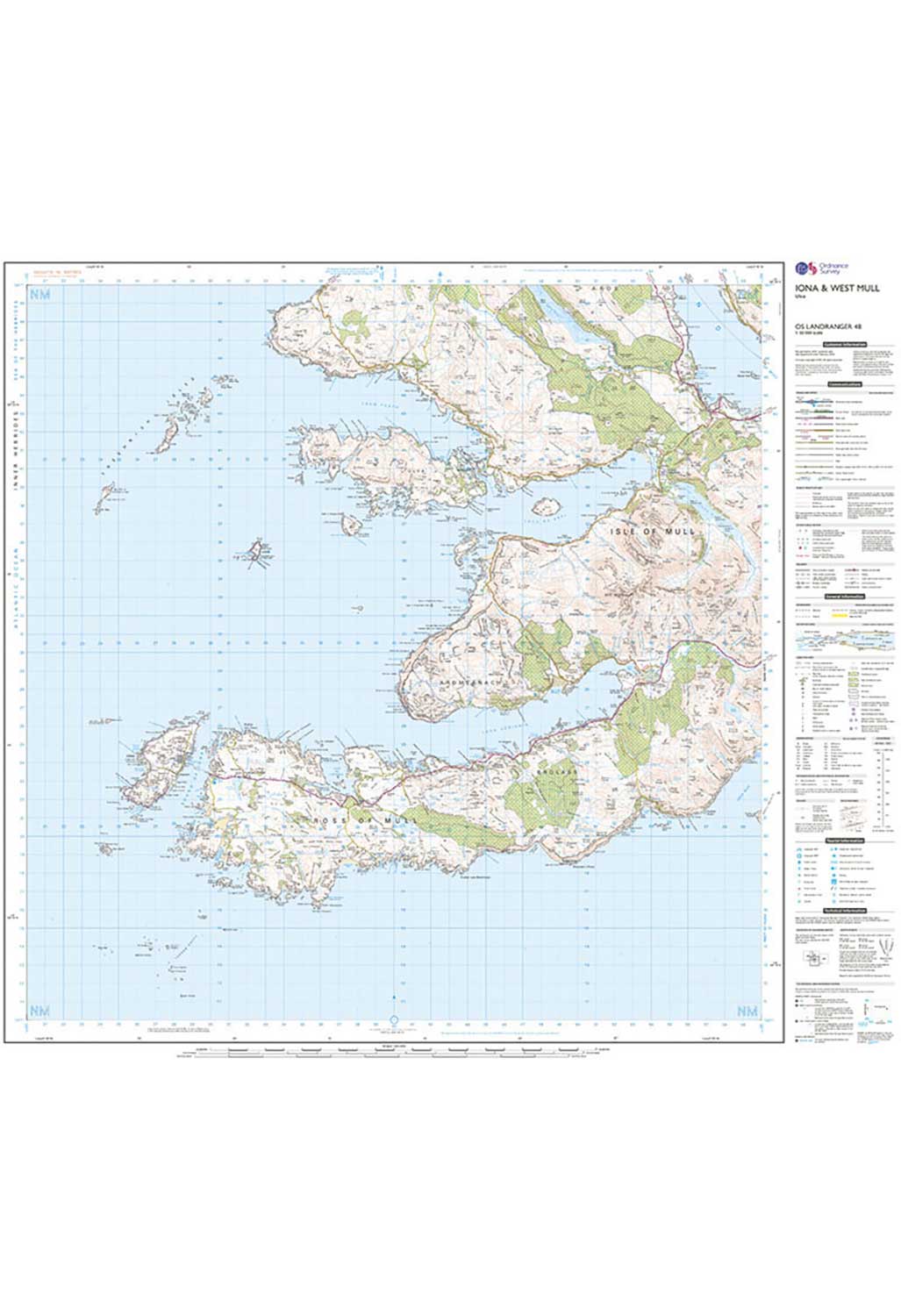 Ordnance Survey Iona & West Mull, Ulva - Landranger 48 Map