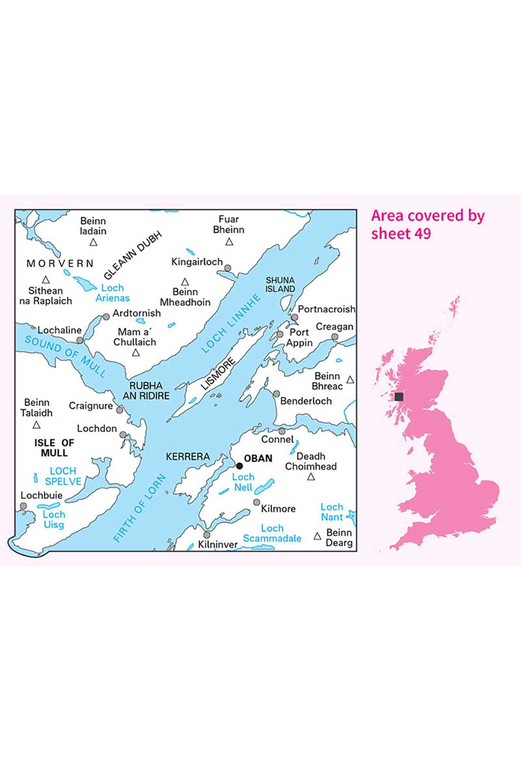 Ordnance Survey Oban & East Mull - Landranger 49 Map