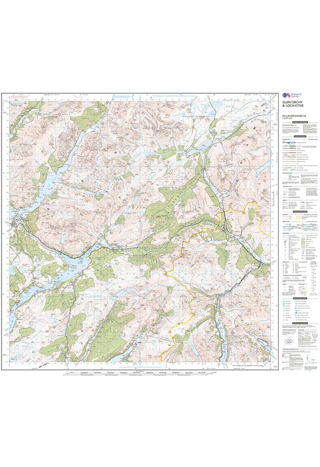 Ordnance Survey Glen Orchy & Loch Etive - Landranger 50 Map
