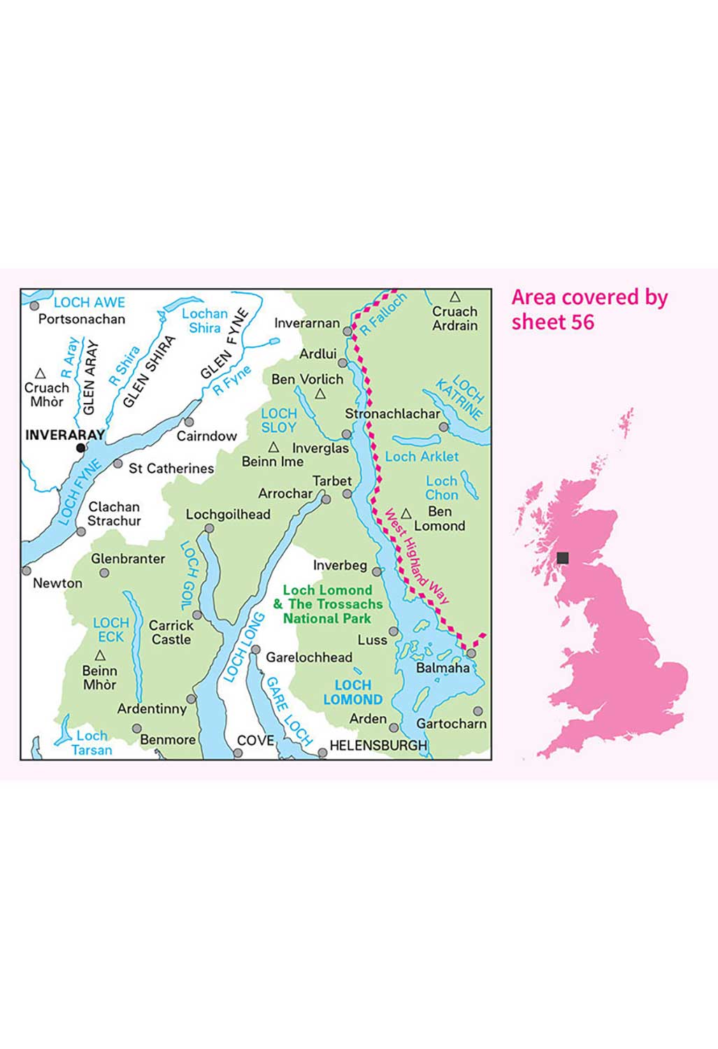 Ordnance Survey Loch Lomond & Inveraray - Landranger 56 Map – Outsiders ...