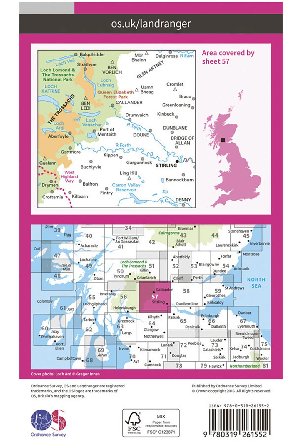 Ordnance Survey Stirling & The Trossachs - Landranger 57 Map