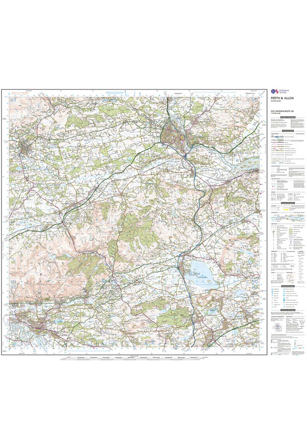 Ordnance Survey Perth to Alloa, Auchterarder - Landranger 58 Map