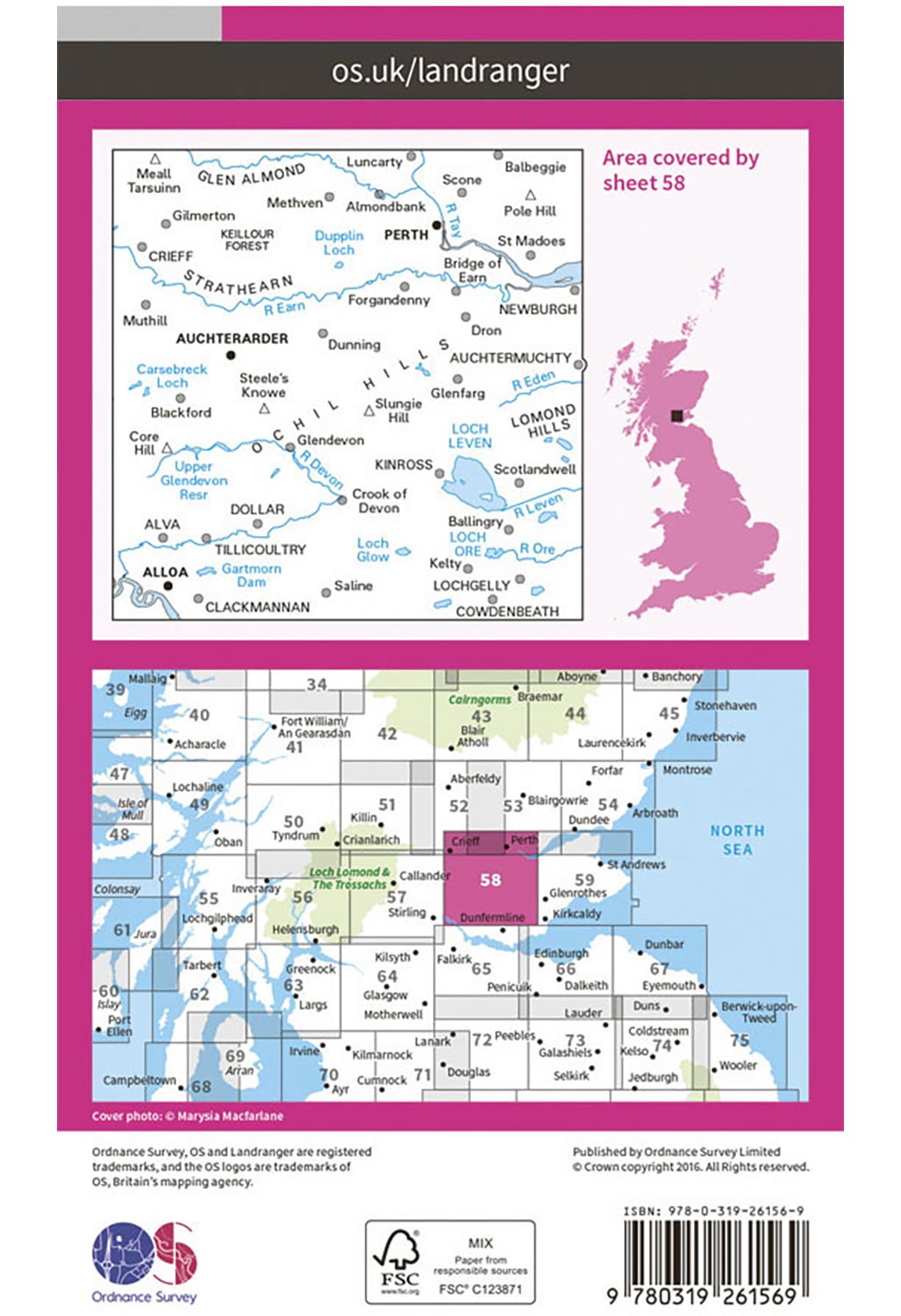 Ordnance Survey Perth to Alloa, Auchterarder - Landranger 58 Map