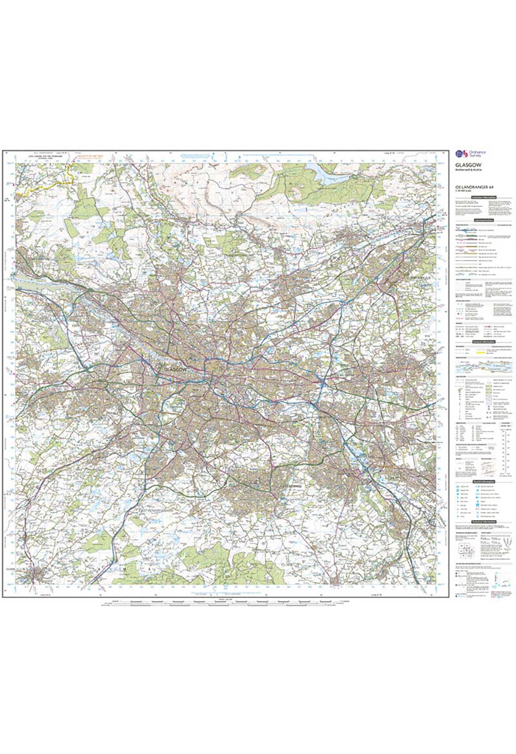 Ordnance Survey Glasgow, Motherwell & Airdrie - Landranger 64 Map
