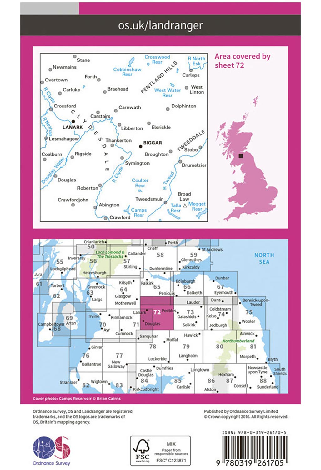 Ordnance Survey Upper Clyde Valley, Biggar & Lanark - Landranger 72 Map