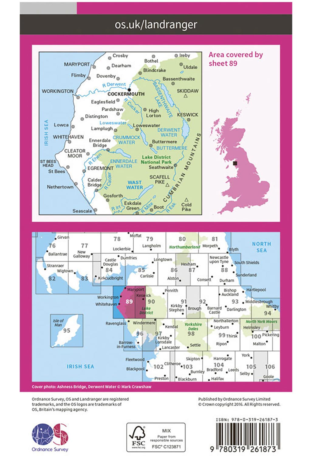 Ordnance Survey West Cumbria, Cockermouth & Wast Water - Landranger 89 Map