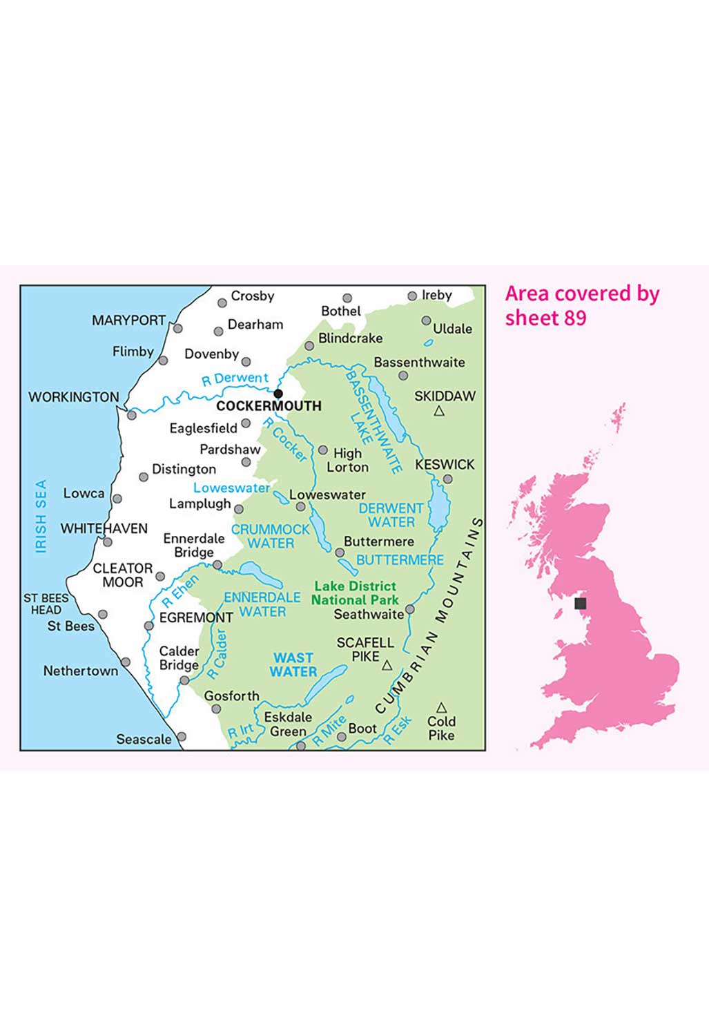 Ordnance Survey West Cumbria, Cockermouth & Wast Water - Landranger 89 Map
