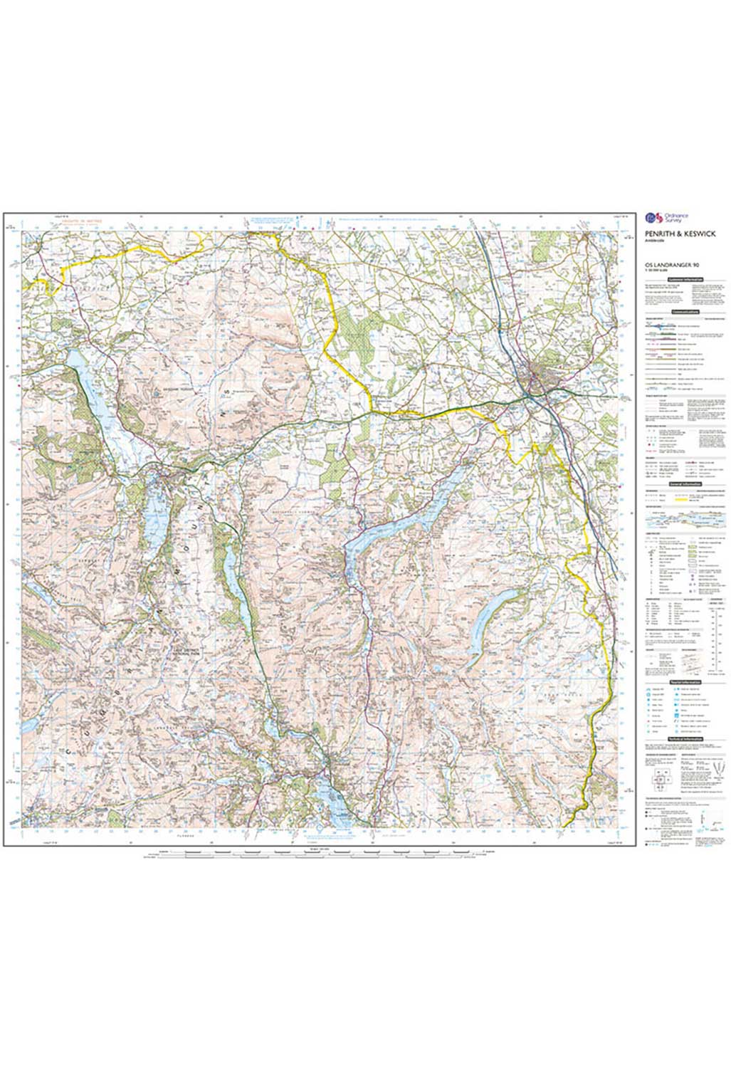 Ordnance Survey Penrith, Keswick & Ambleside - Landranger 90 Map