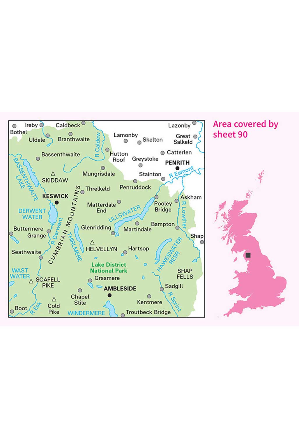 Ordnance Survey Penrith, Keswick & Ambleside - Landranger 90 Map