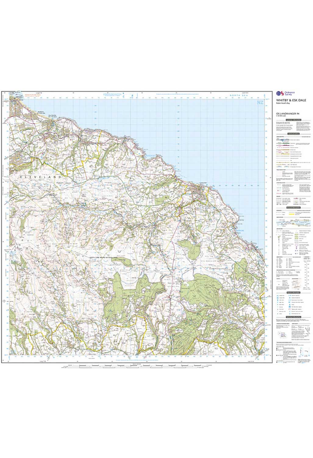 Ordnance Survey Whitby, Esk Dale & Robin Hood's Bay - Landranger 94 Map