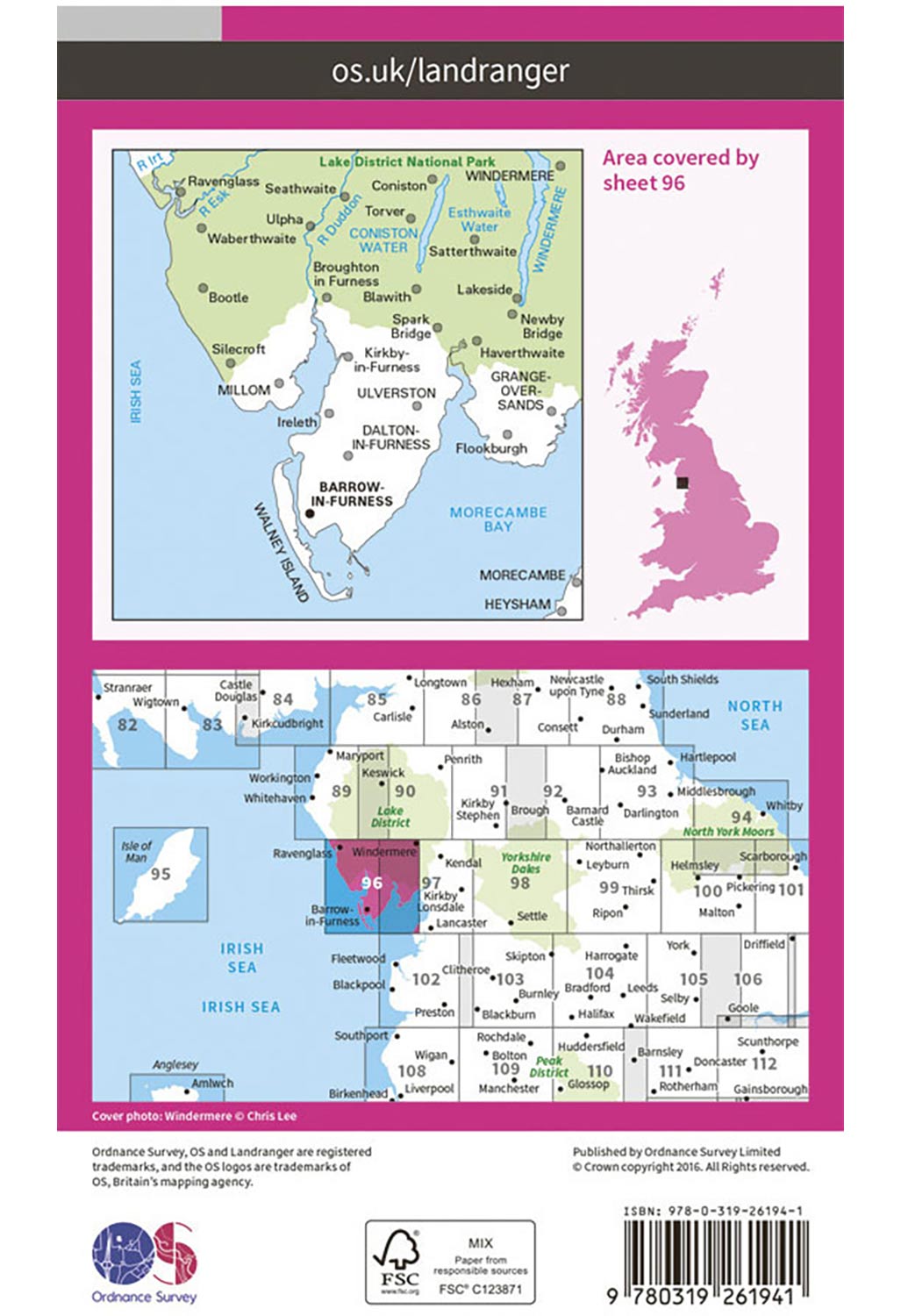 Ordnance Survey Barrow-in-Furness & South Lakeland - Landranger 96 Map