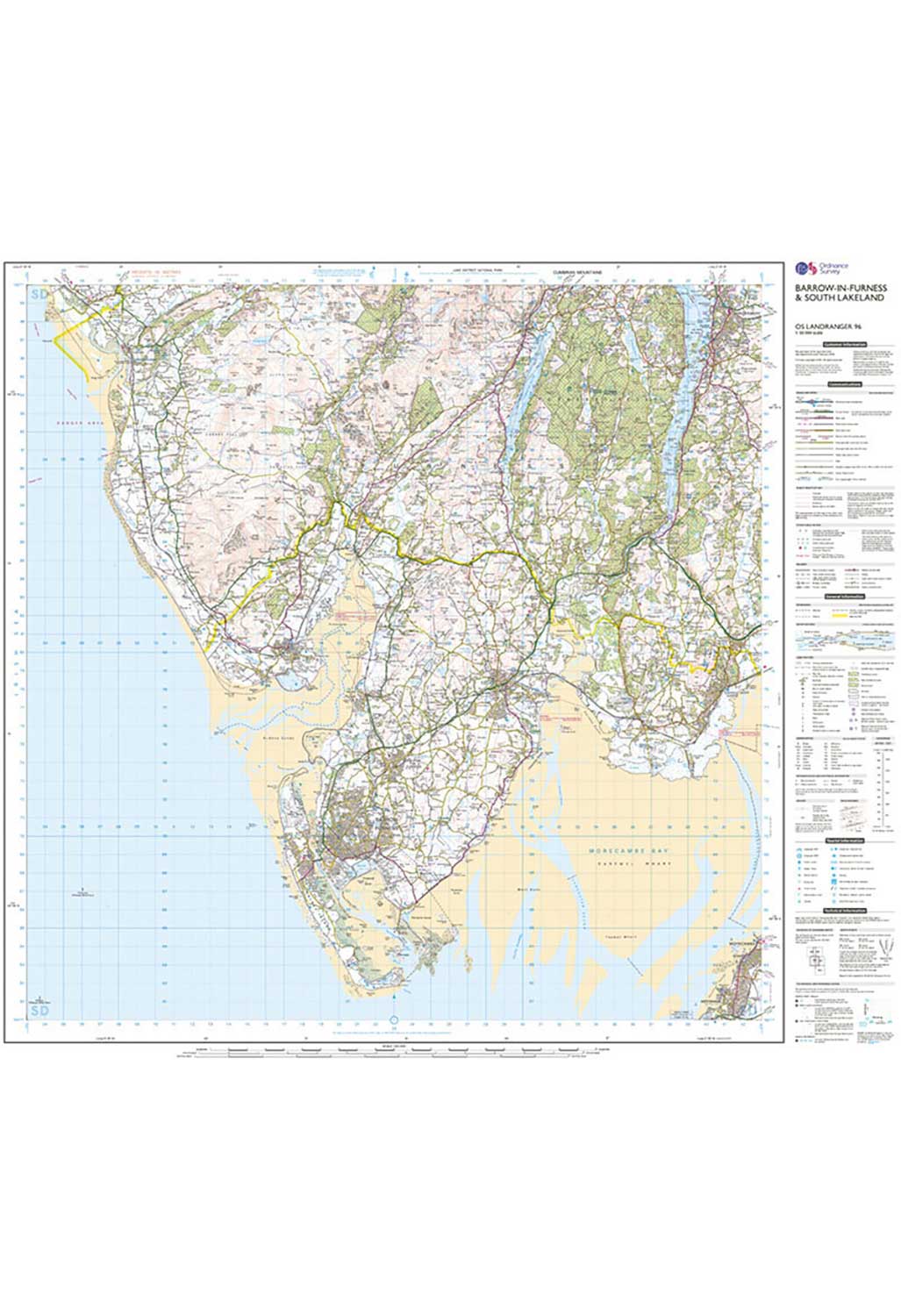 Furness Postcode Map Ordnance Survey Barrow-in-Furness & South Lakeland - Landranger 96 Map ...