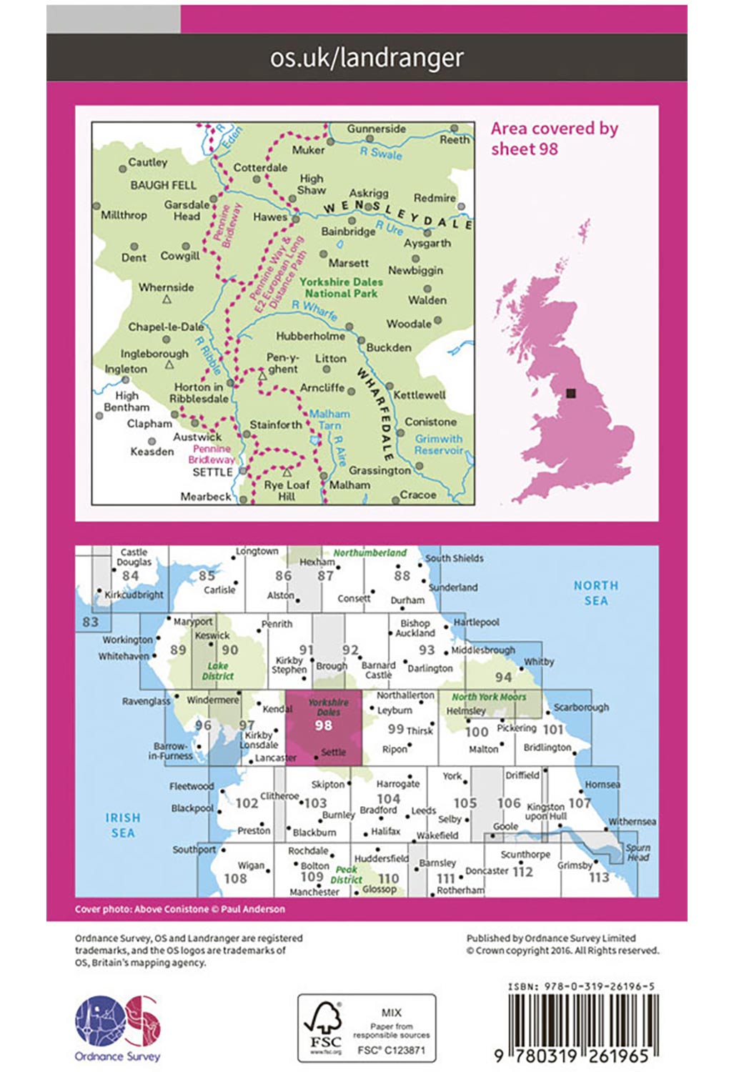 Ordnance Survey Wensleydale & Upper Wharfedale - Landranger 98 Map