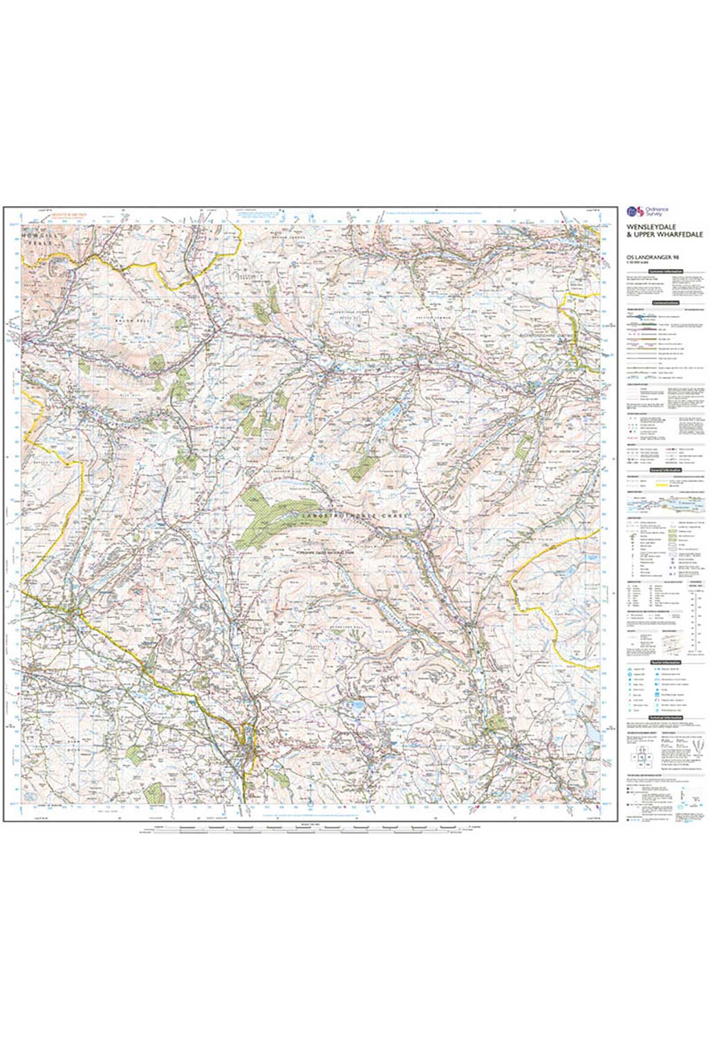 Ordnance Survey Wensleydale & Upper Wharfedale - Landranger 98 Map