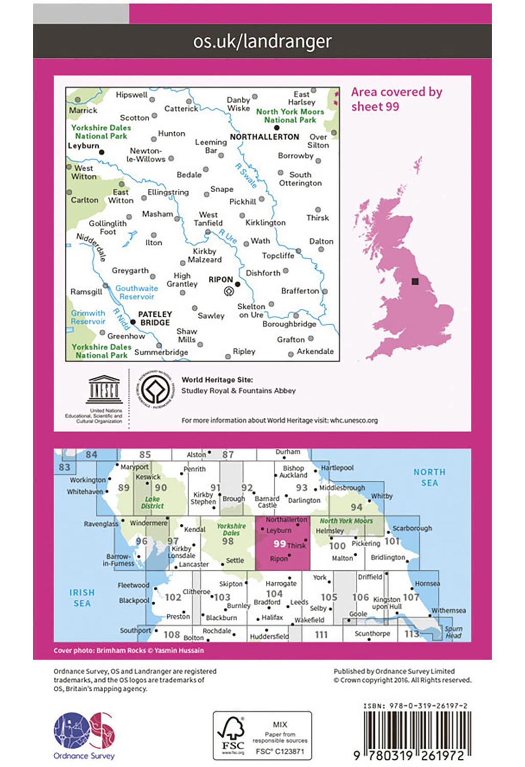 Ordnance Survey Northallerton, Ripon, Pateley Bridge & Leyburn - Landranger 99 Map