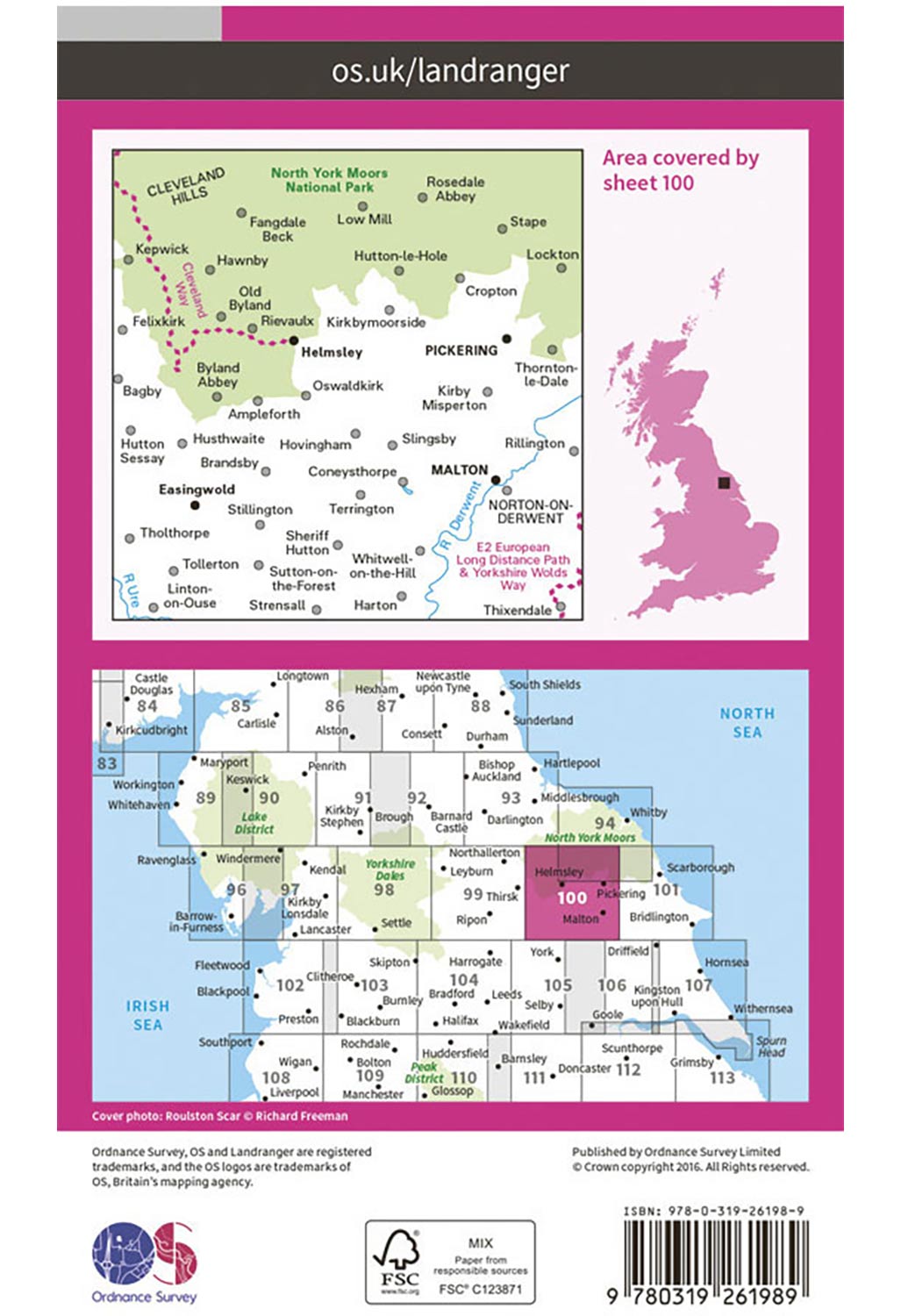 Ordnance Survey Malton, Pickering, Helmsley & Easingwold - Landranger 100 Map