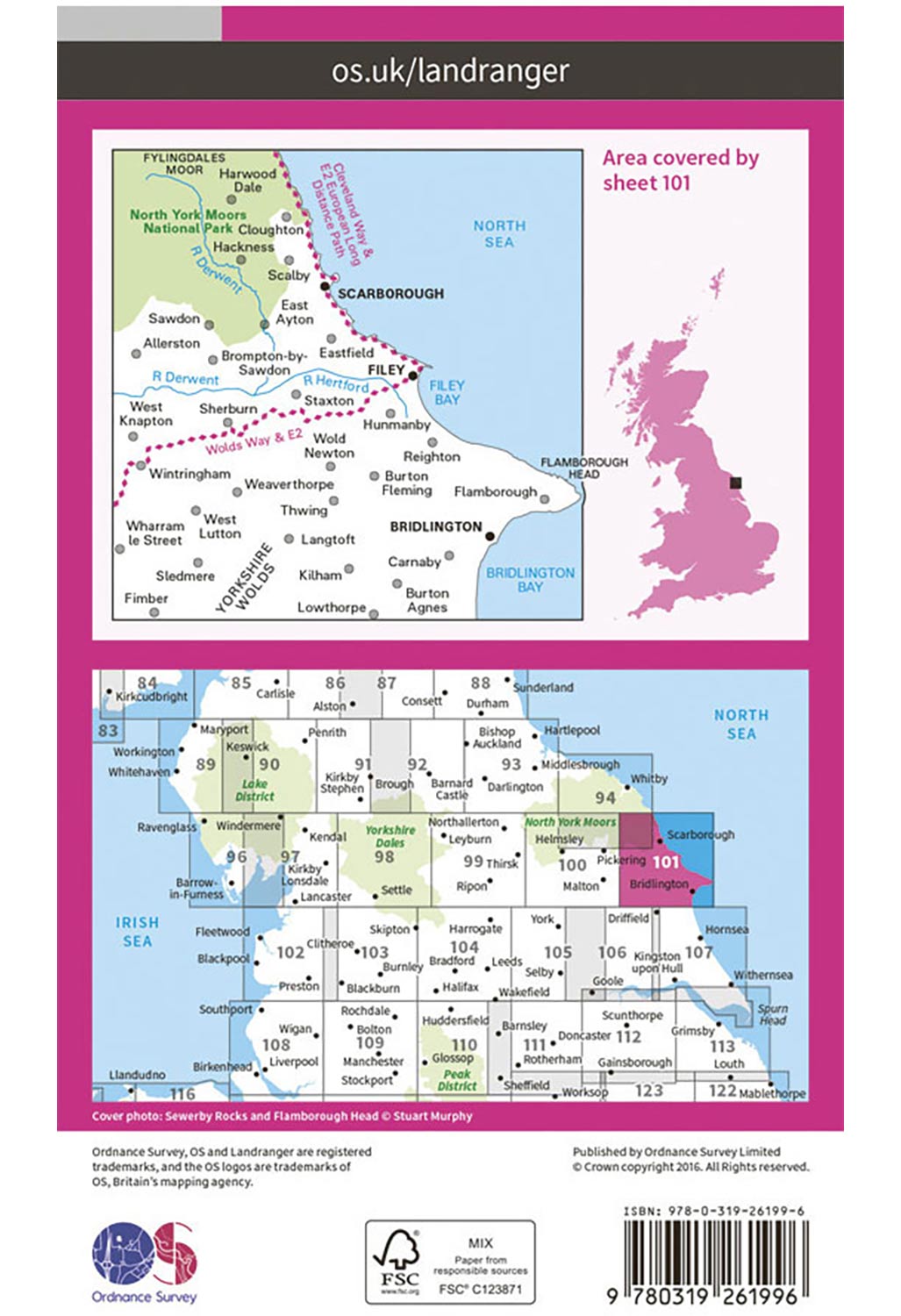 Ordnance Survey Scarborough, Bridlington & Filey - Landranger 101 Map ...