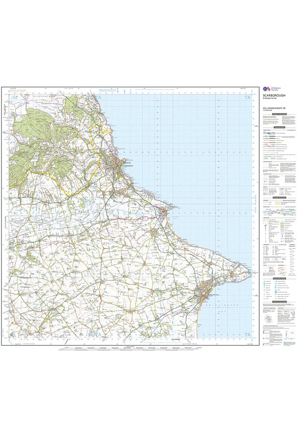 Ordnance Survey Scarborough, Bridlington & Filey - Landranger 101 Map ...