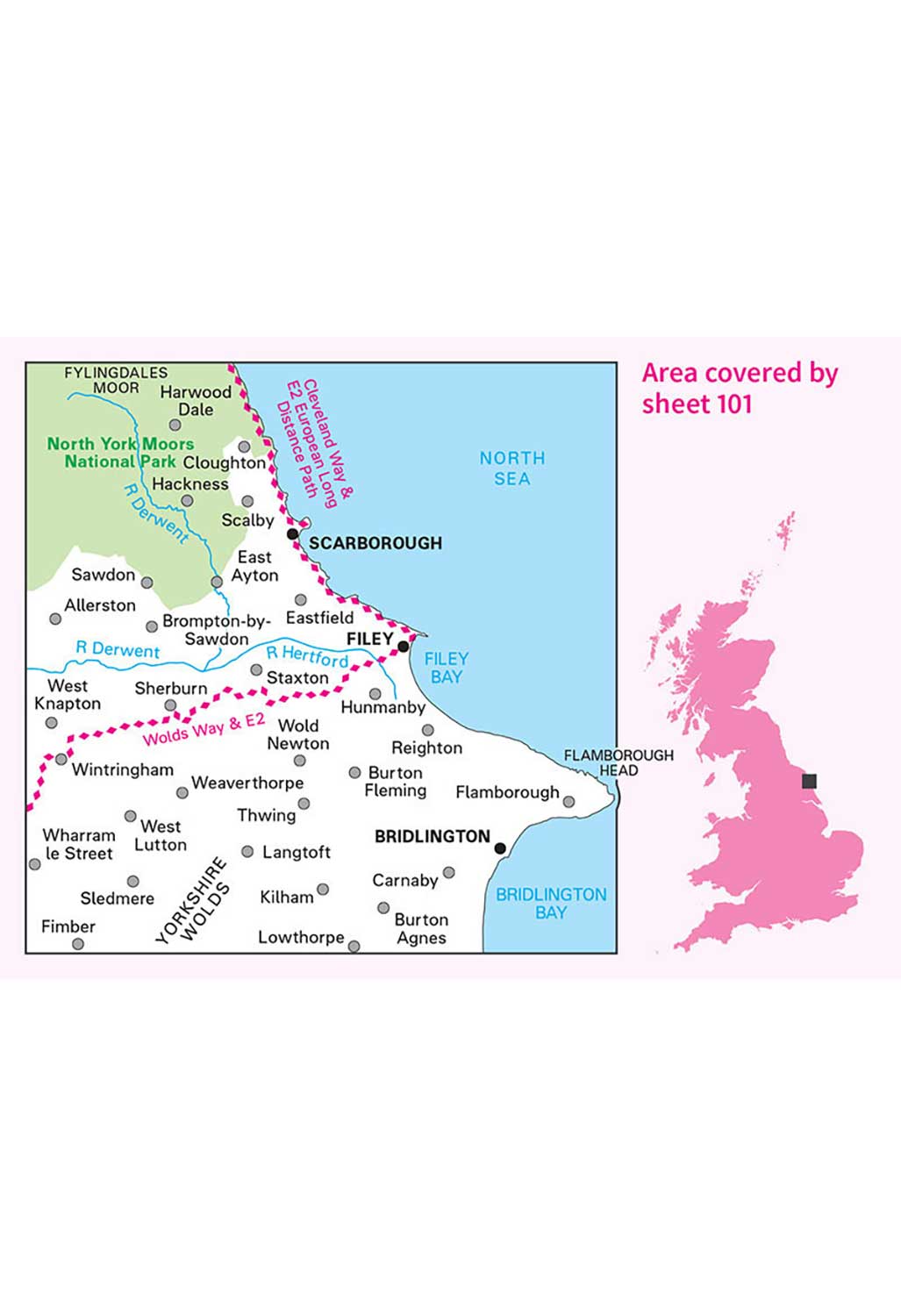 Ordnance Survey Scarborough, Bridlington & Filey - Landranger 101 Map
