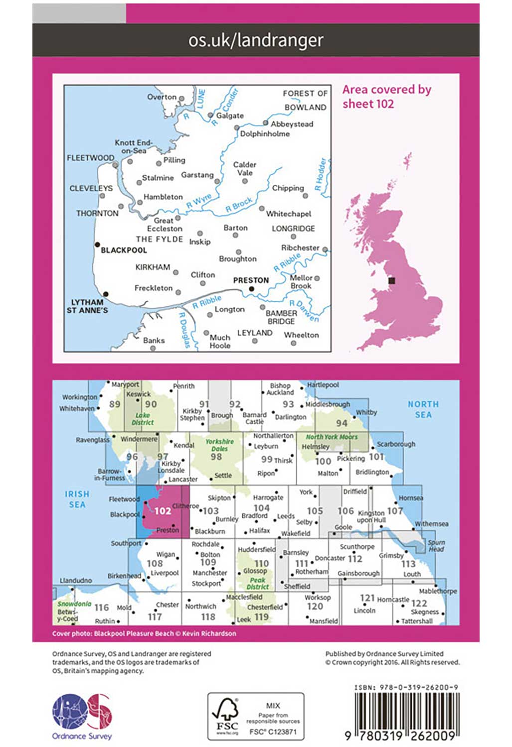 Ordnance Survey Preston, Blackpool & Lytham St Anne's - Landranger 102 Map