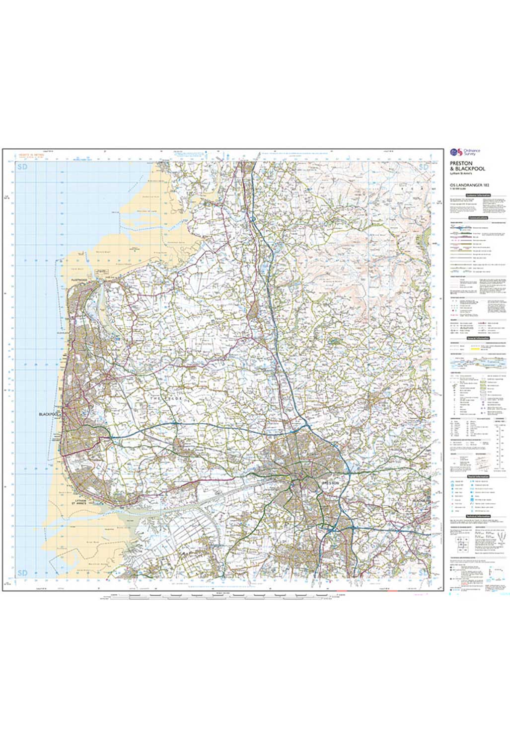 Ordnance Survey Preston, Blackpool & Lytham St Anne's - Landranger 102 Map