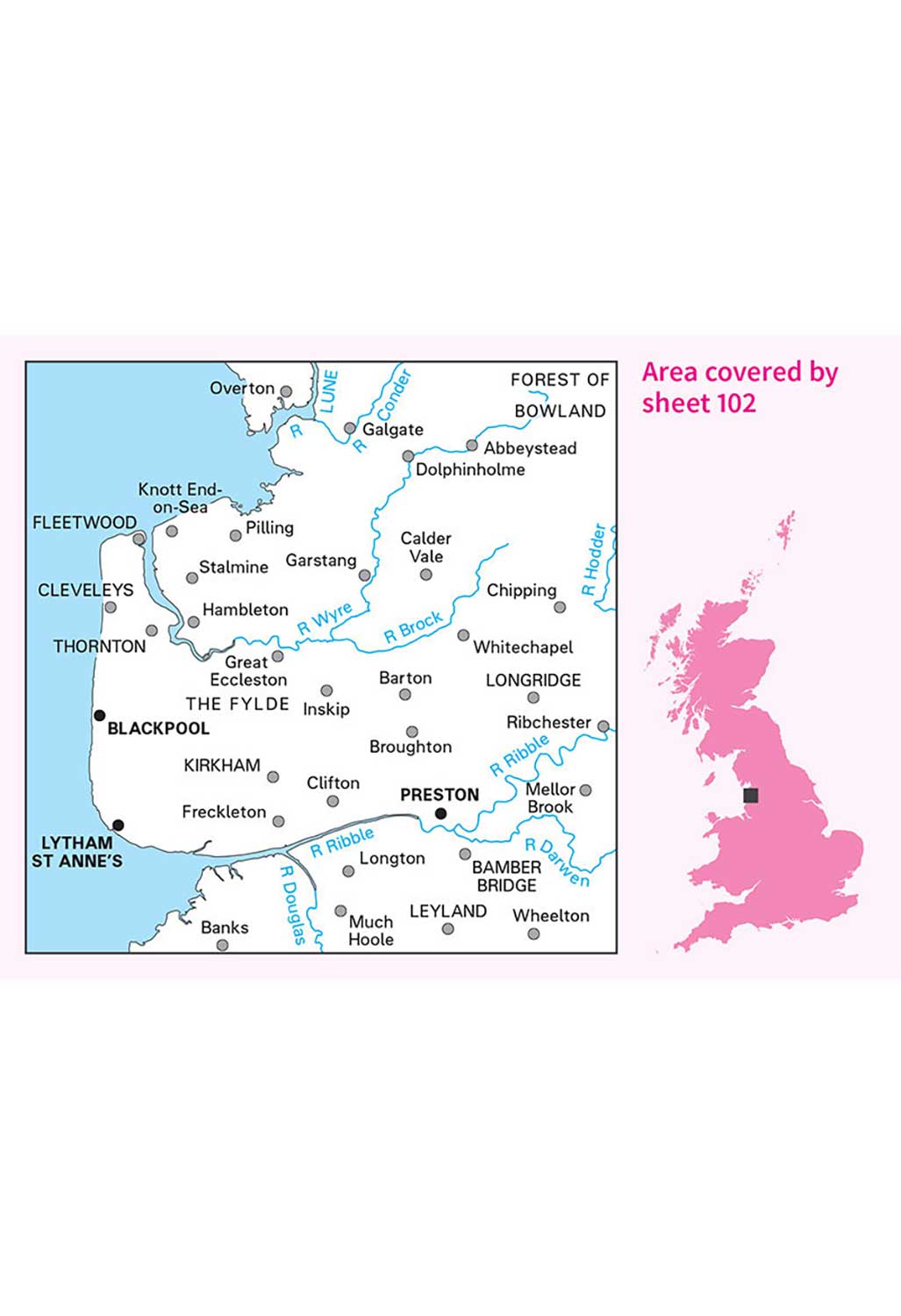 Ordnance Survey Preston, Blackpool & Lytham St Anne's - Landranger 102 Map