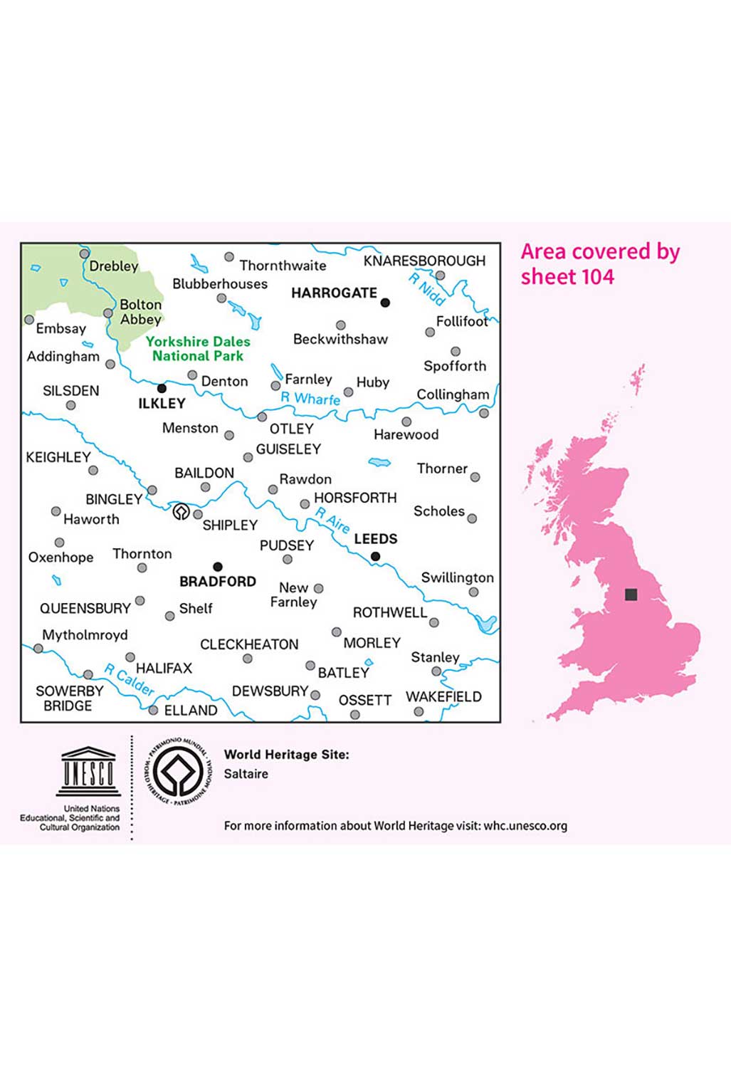 Ordnance Survey Leeds, Bradford, Harrogate & Ilkley - Landranger 104 Map