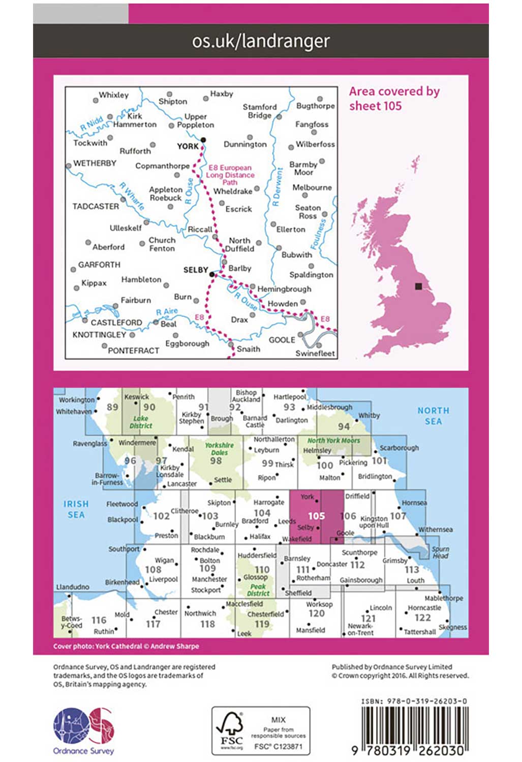 Ordnance Survey York & Selby - Landranger 105 Map