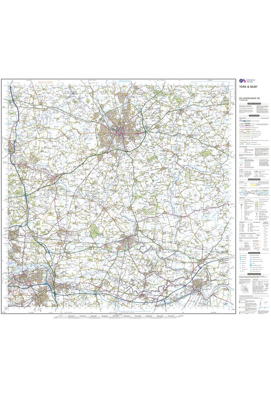 Ordnance Survey York & Selby - Landranger 105 Map