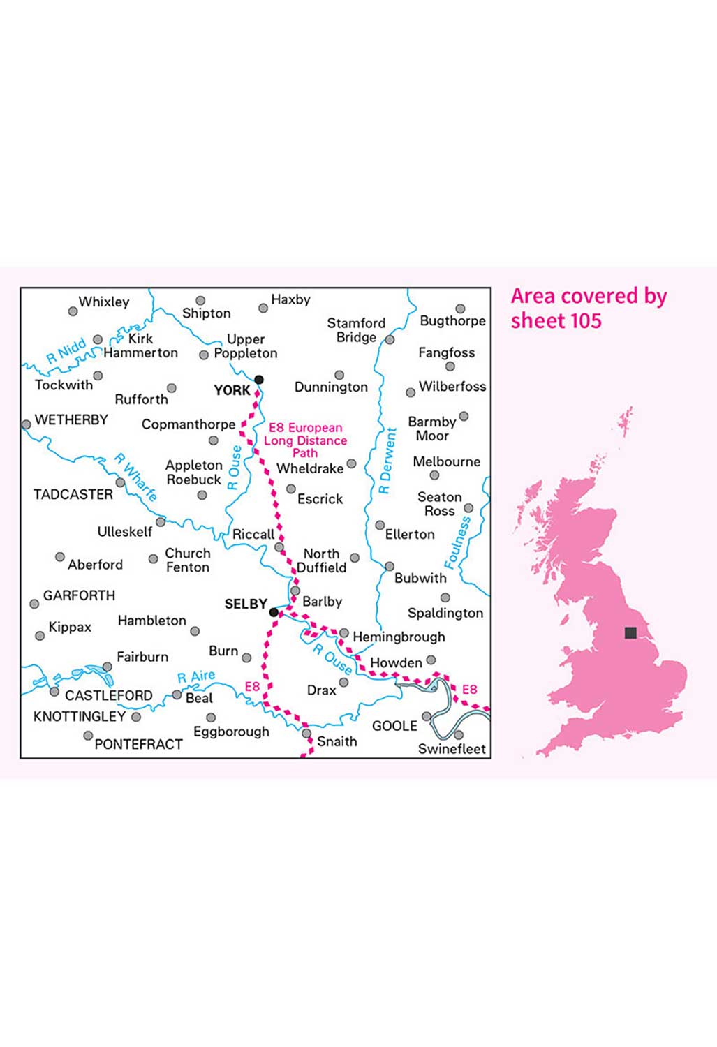 Ordnance Survey York & Selby - Landranger 105 Map