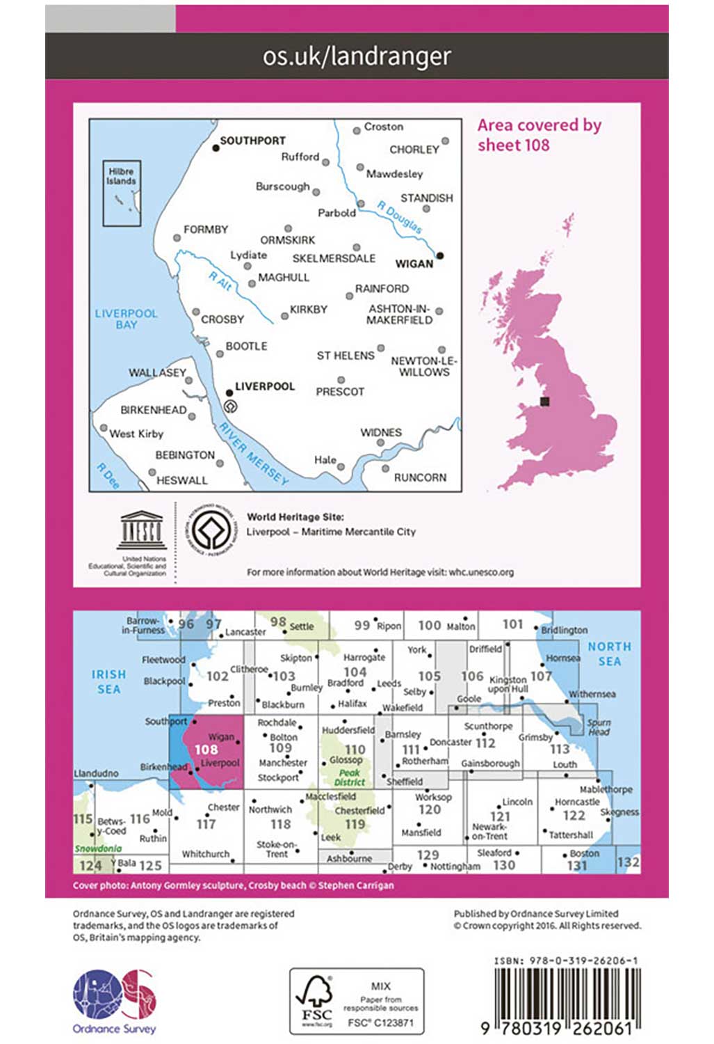 Ordnance Survey Liverpool, Southport & Wigan - Landranger 108 Map