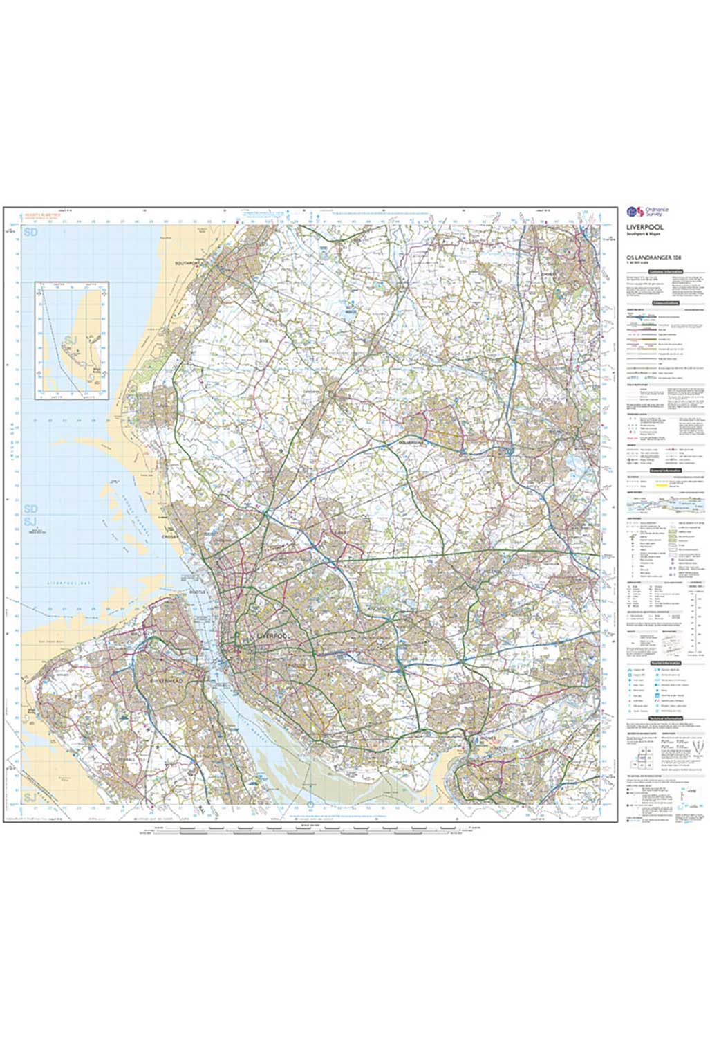 Ordnance Survey Liverpool, Southport & Wigan - Landranger 108 Map