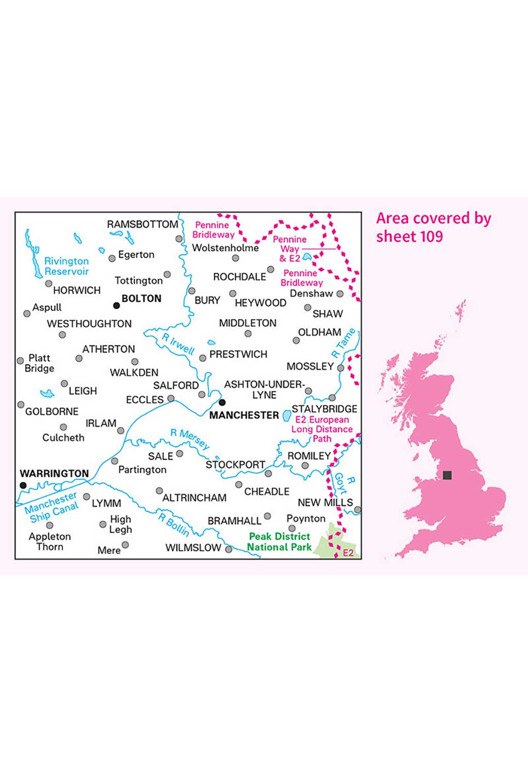Ordnance Survey Manchester, Bolton & Warrington - Landranger 109 Map