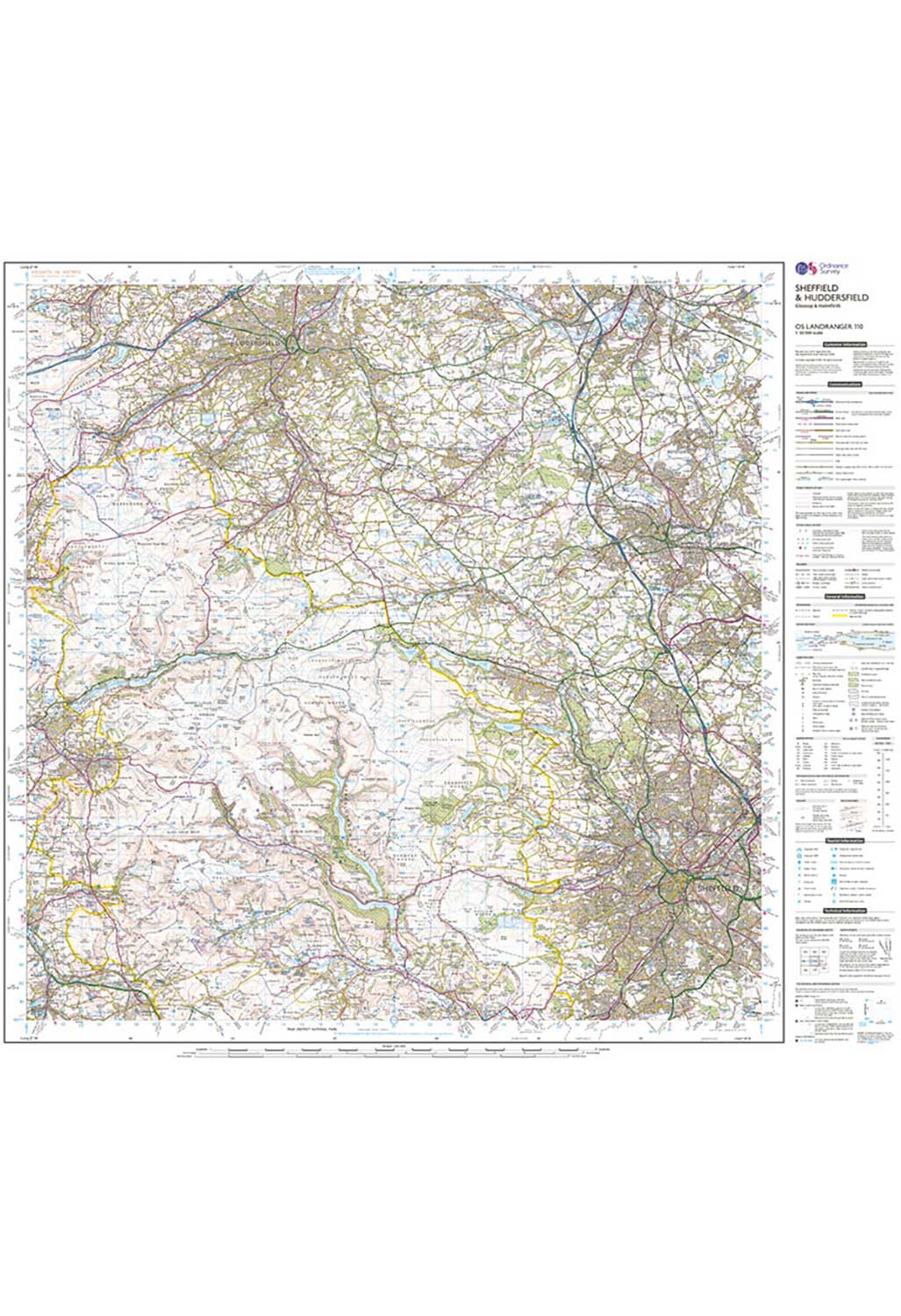 Ordnance Survey Sheffield, Huddersfield, Glossop & Holmfirth - Landranger 110 Map