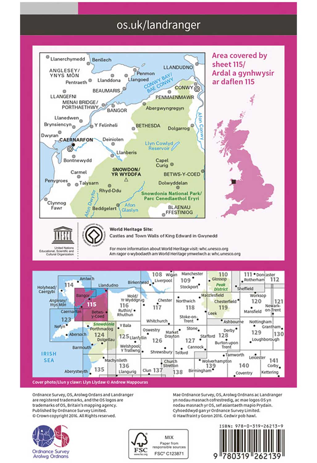 Ordnance Survey Snowdon & Caernarfon - Landranger 115 Map