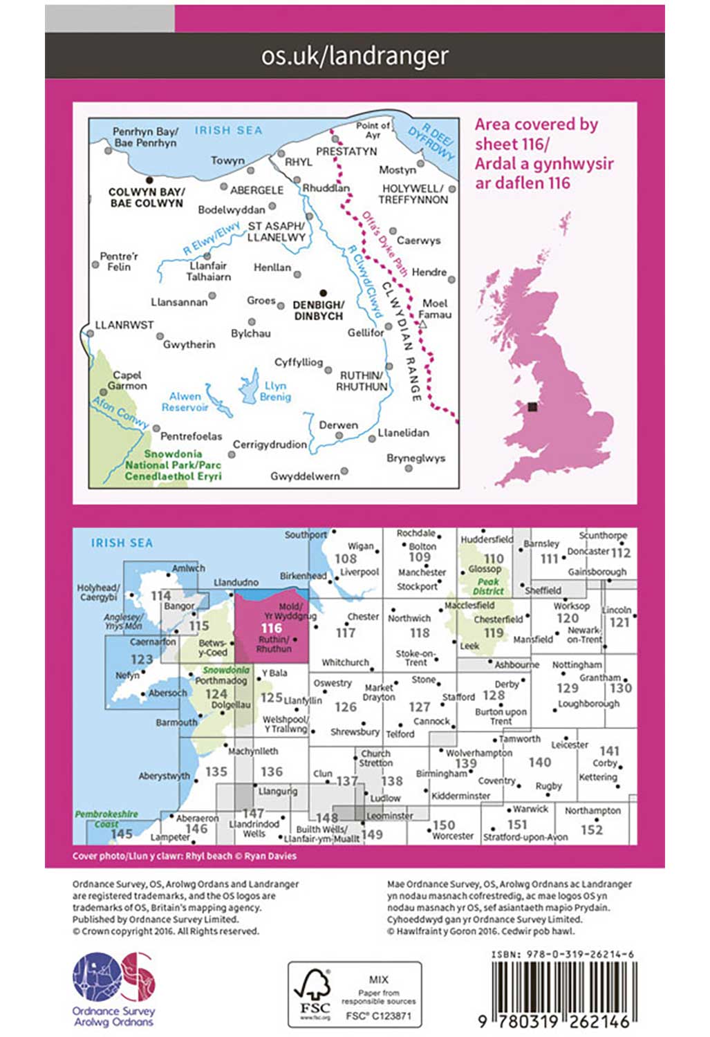 Ordnance Survey Denbigh & Colwyn Bay - Landranger 116 Map