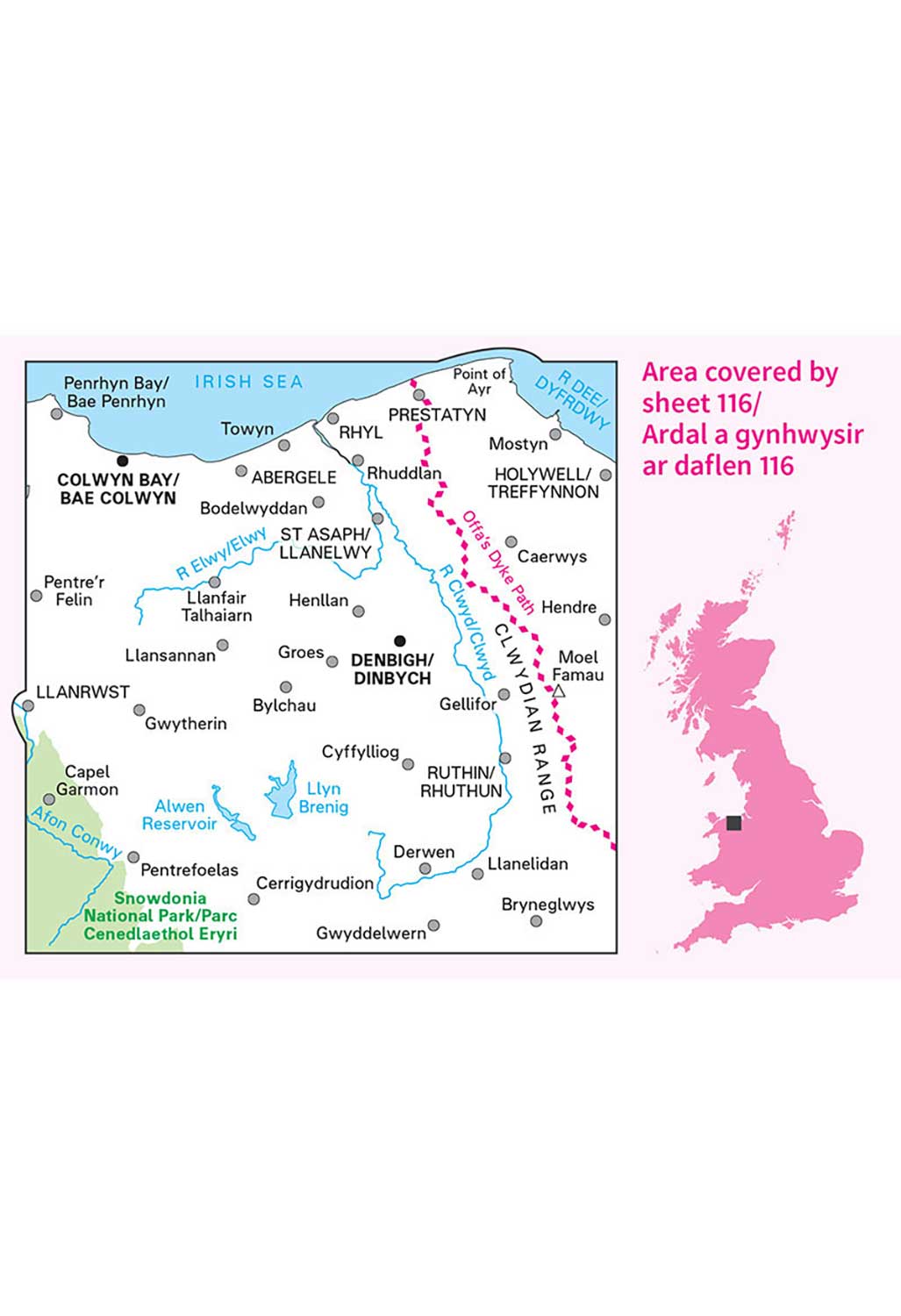 Ordnance Survey Denbigh & Colwyn Bay - Landranger 116 Map