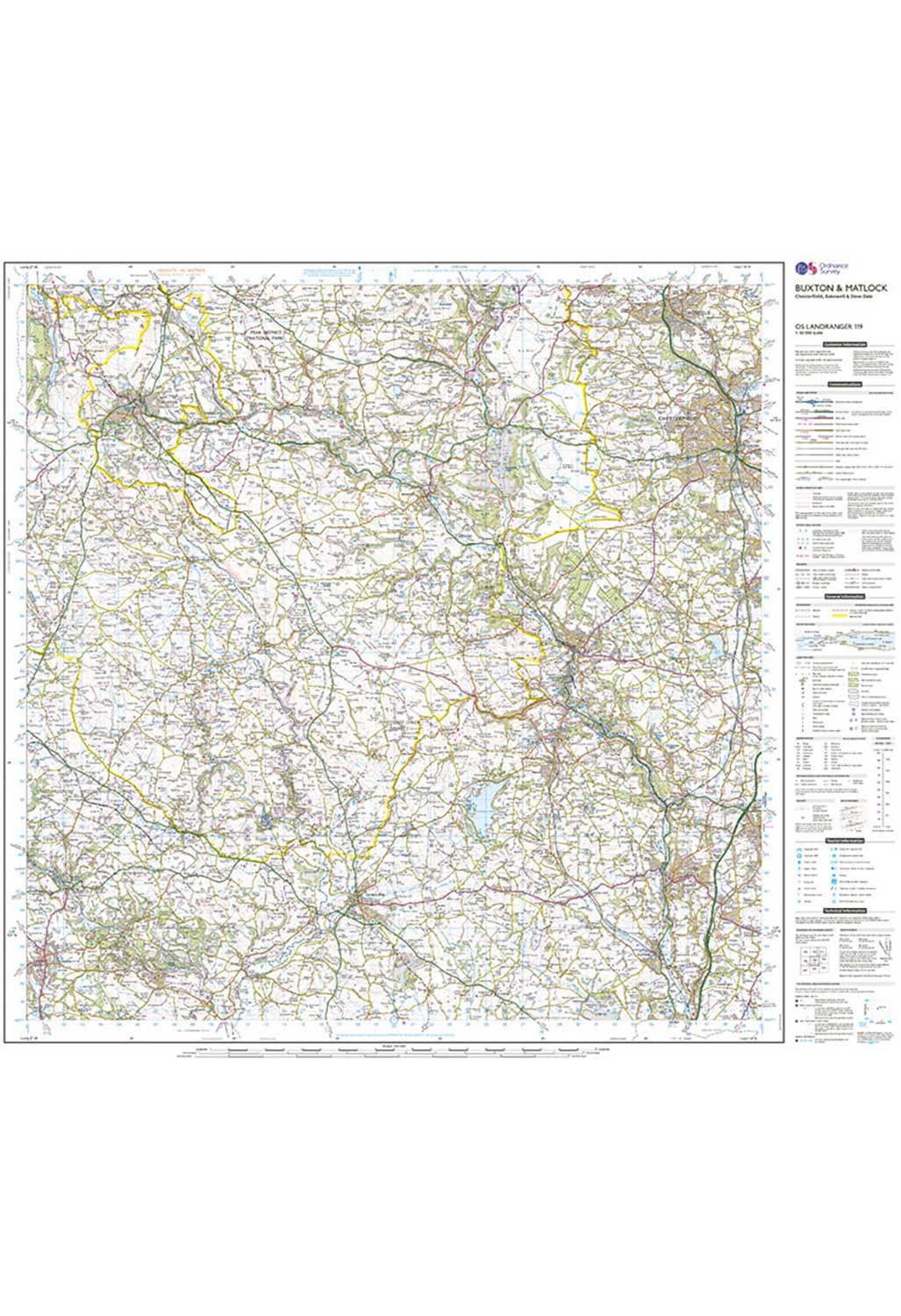 Ordnance Survey Buxton, Matlock, Bakewell & Dove Dale - Landranger 119 Map