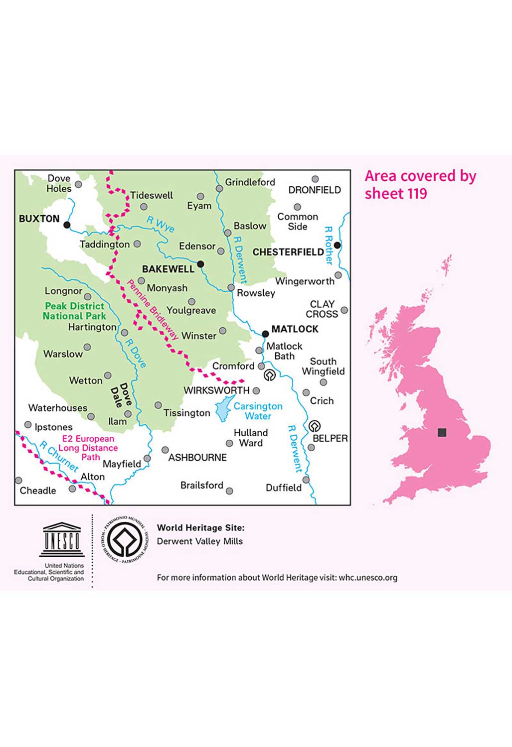 Ordnance Survey Buxton, Matlock, Bakewell & Dove Dale - Landranger 119 Map