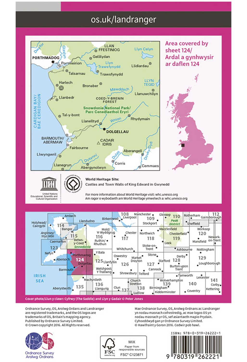 Ordnance Survey Porthmadog & Dolgellau - Landranger 124 Map