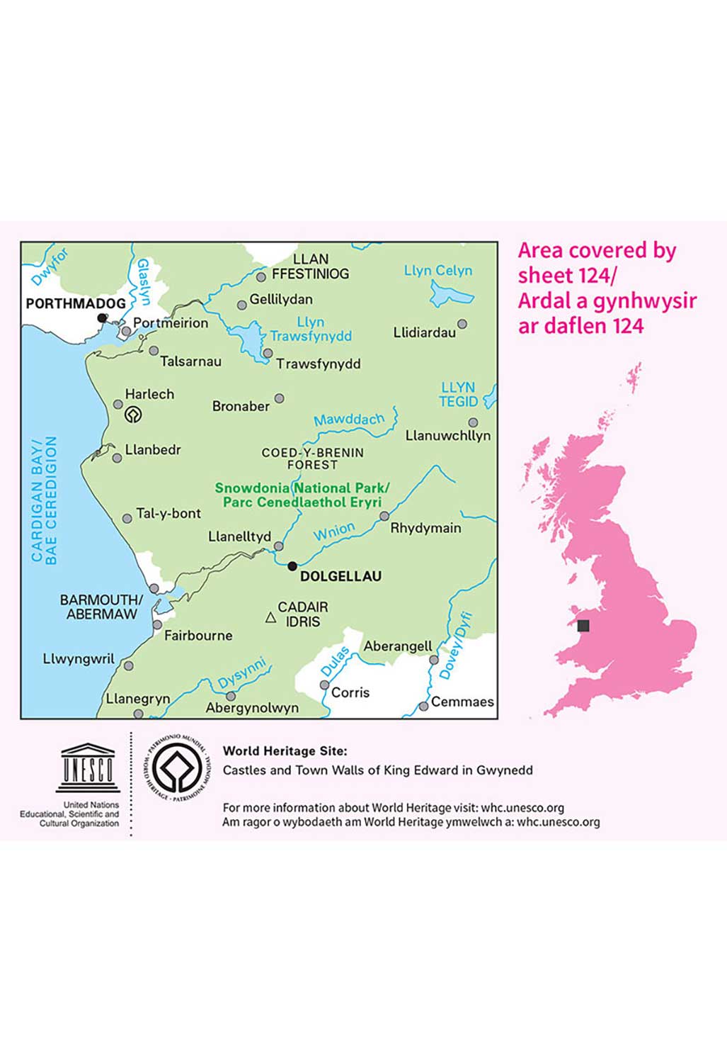 Ordnance Survey Porthmadog & Dolgellau - Landranger 124 Map