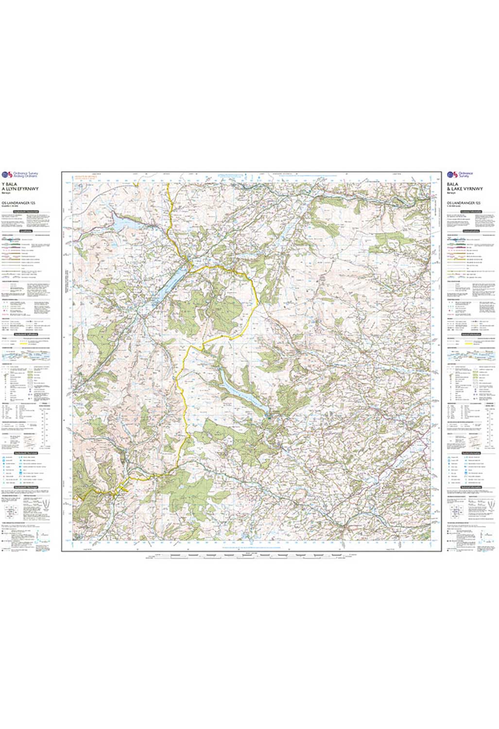 Ordnance Survey Bala, Lake Vyrnwy & Berwyn - Landranger 125 Map