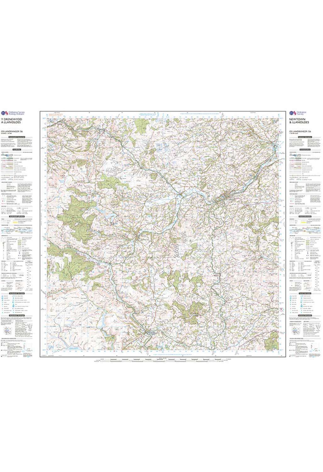 Ordnance Survey Newtown & Llanidloes - Landranger 136 Map