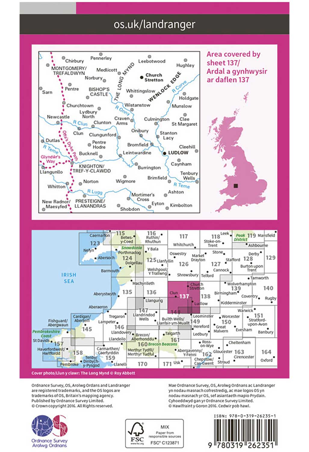Ordnance Survey Ludlow, Church Stretton & Wenlock Edge - Landranger 137 Map