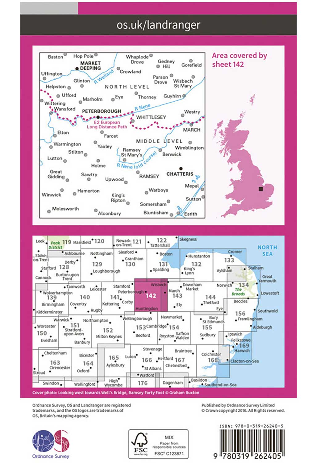 Ordnance Survey Peterborough, Market Deeping & Chatteris - Landranger 142 Map