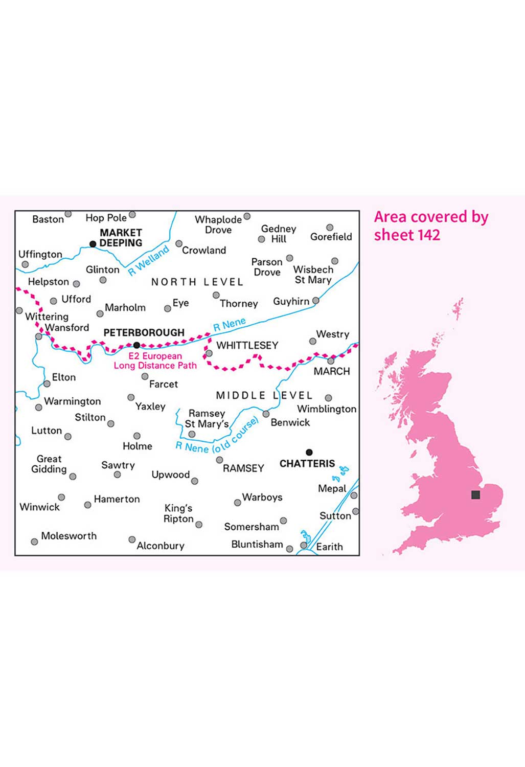 Ordnance Survey Peterborough, Market Deeping & Chatteris - Landranger 142 Map