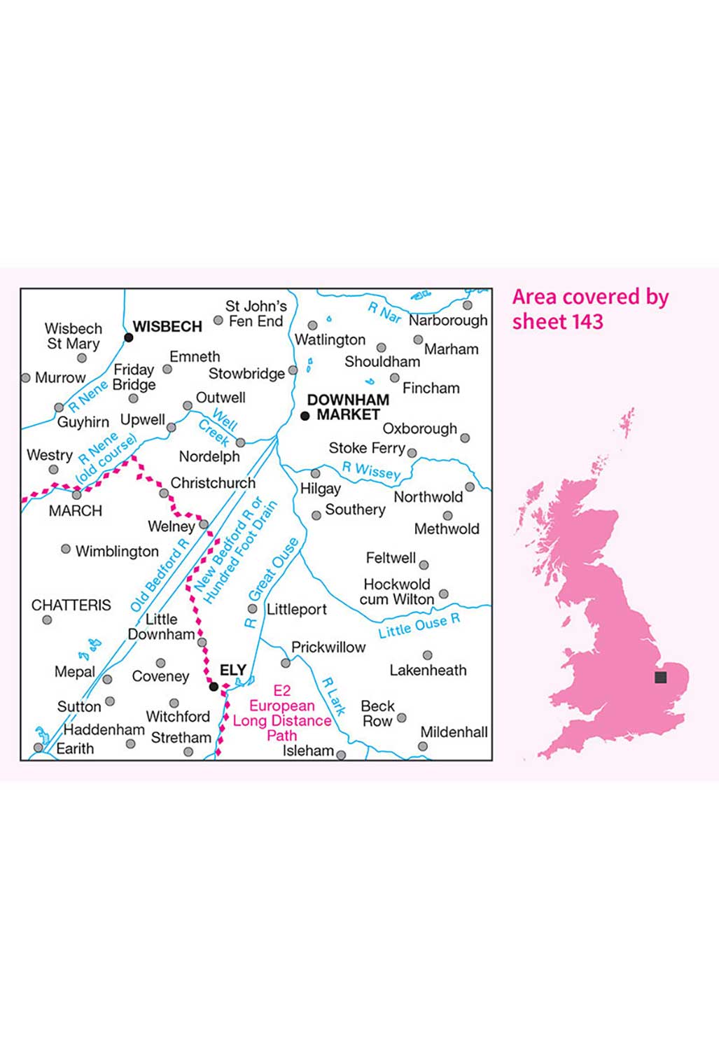Ordnance Survey Ely, Wisbech & Downham Market - Landranger 143 Map