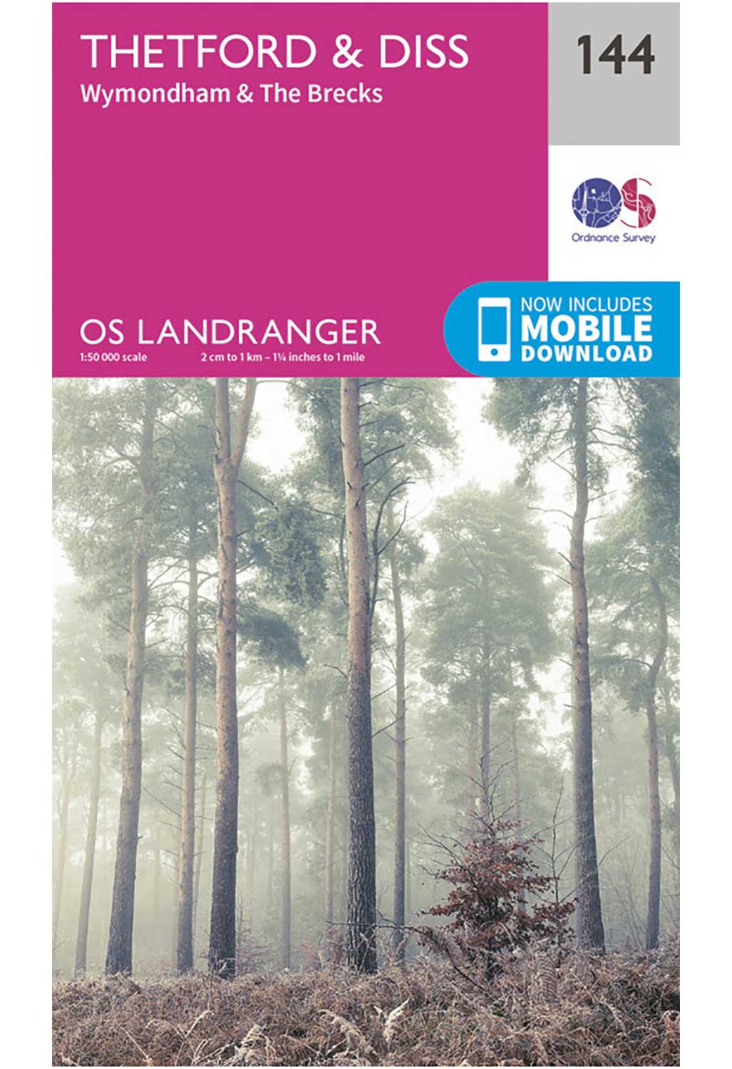 Ordnance Survey Thetford, Diss, Breckland & Wymondham - Landranger 144 Map